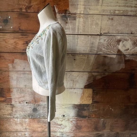 Free People Sea Shell Boho Beaded Knit Cardigan Medium - Picture 5 of 12